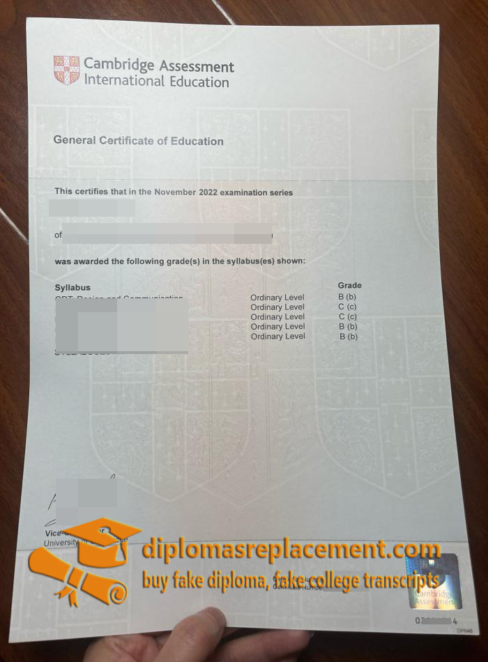 Cambridge GCE Certificate