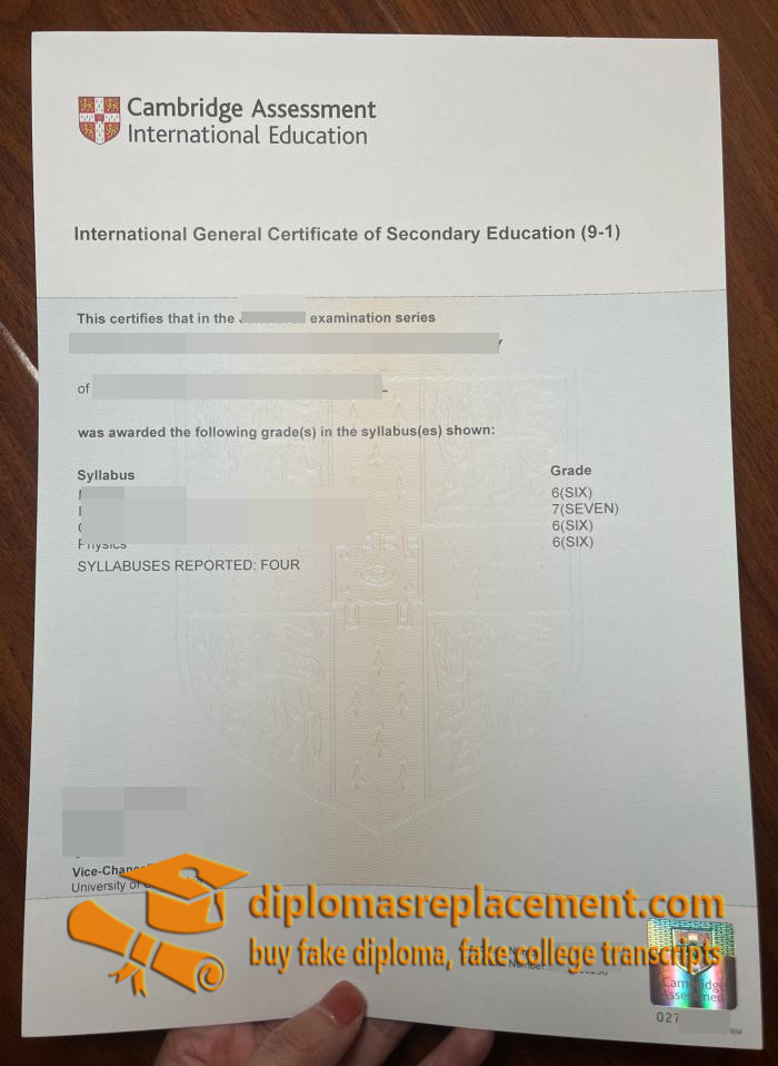 Cambridge IGCSE Certificate