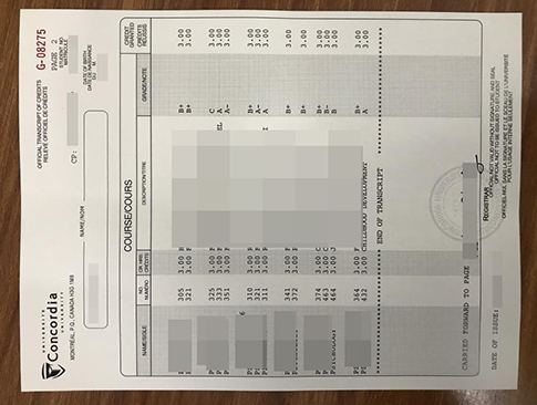 Concordia University official transcript replacement