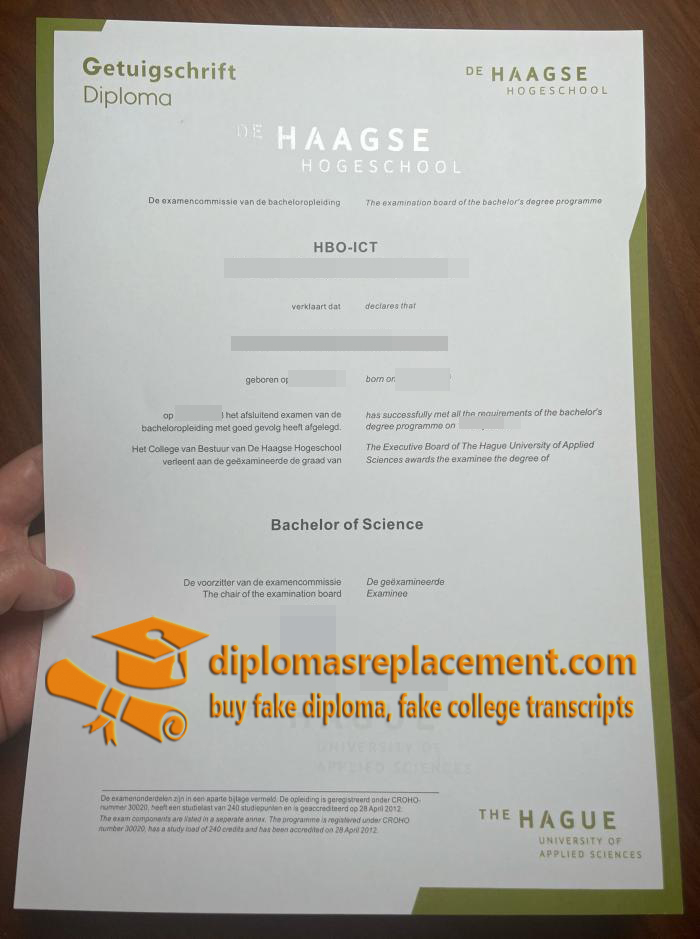 De Haagse Hogeschool Getuigschrift