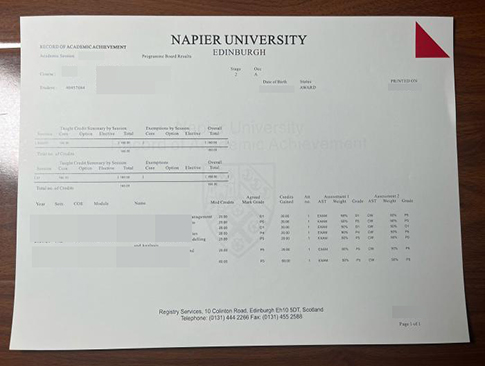 Edinburgh Napier University academic transcript replacement