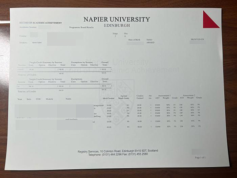 Edinburgh Napier University transcript replacement