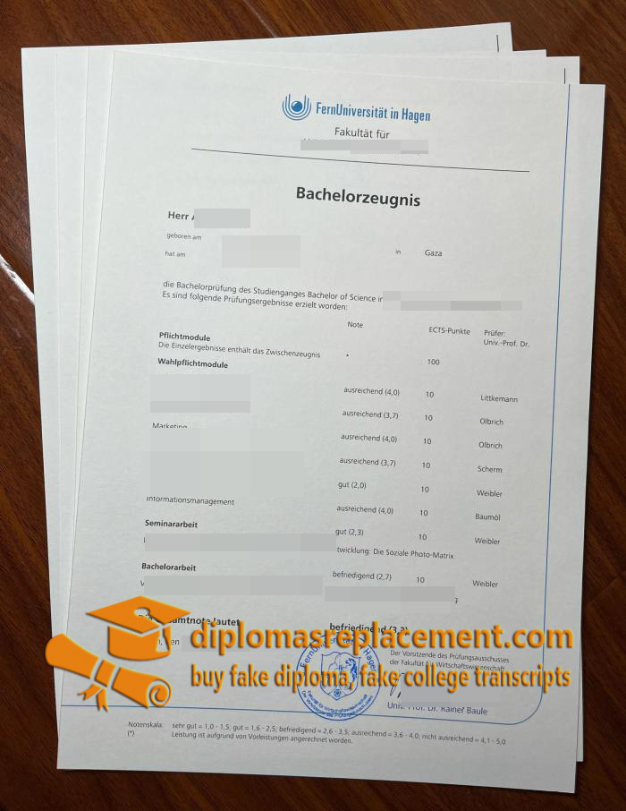 FernUniversität in Hagen bachelorzeugnis