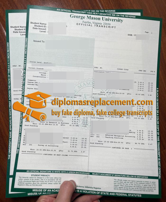 George Mason University transcript