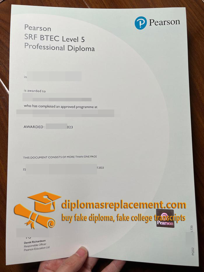 Pearson SRF BTEC diploma