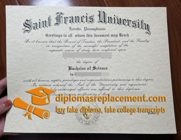 Saint Francis University diploma