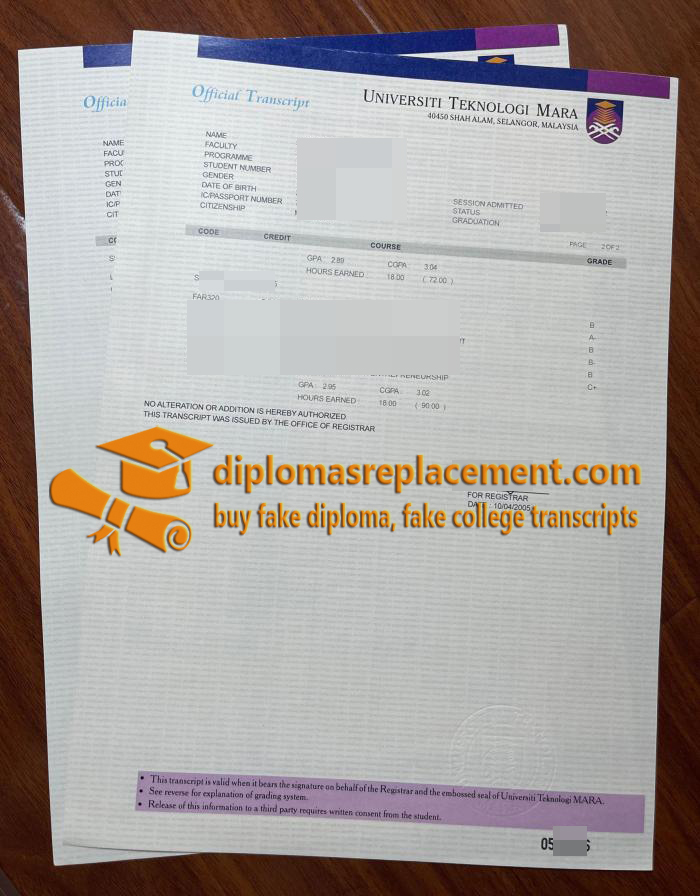 Universiti Teknologi MARA transcript