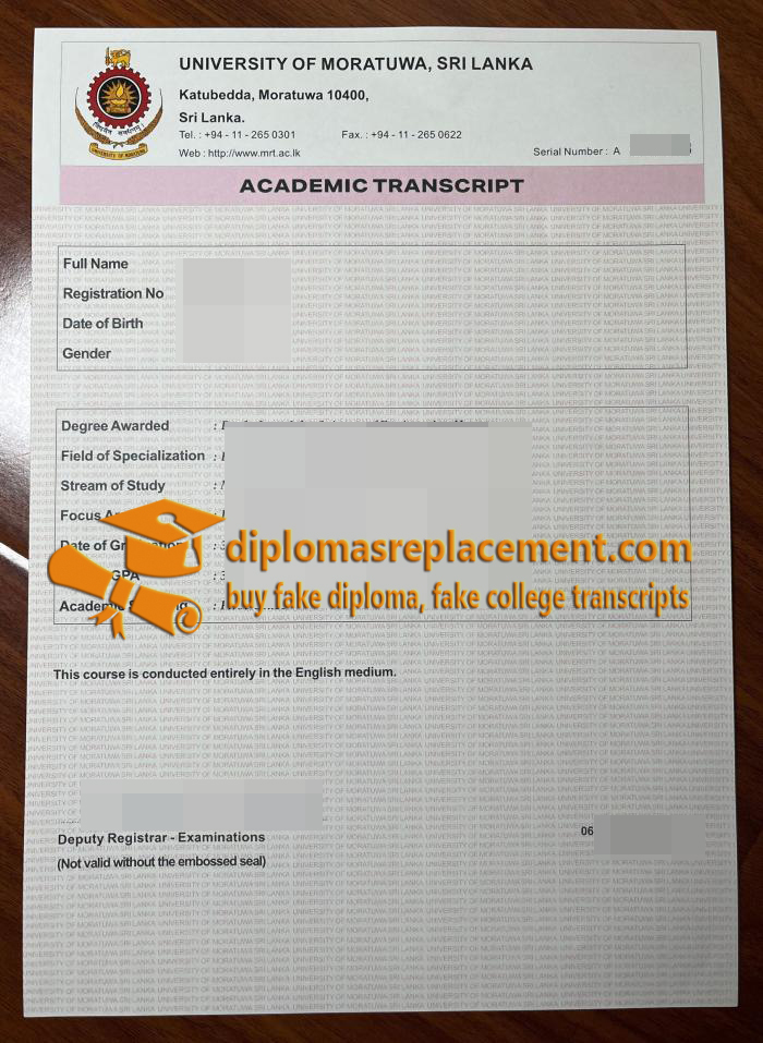 University of Moratuwa transcript