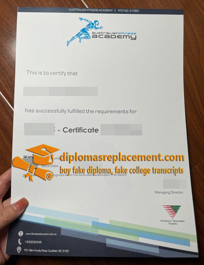 ‎Australian Fitness Academy Certificate