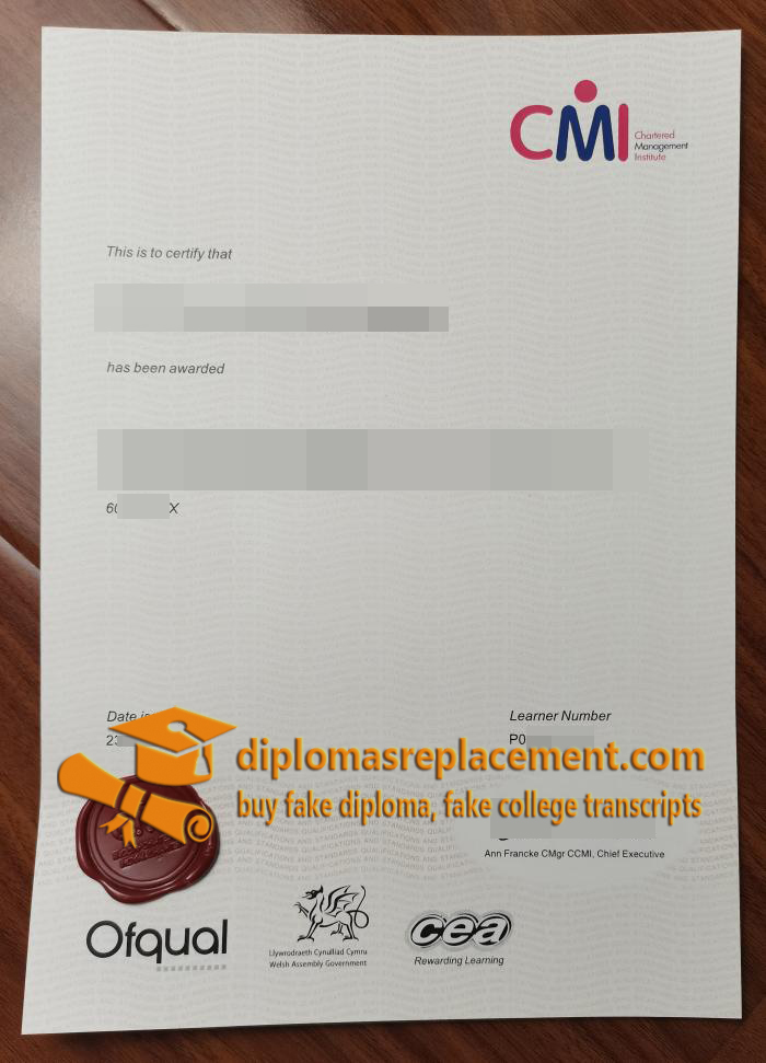 Chartered Management Institute certificate