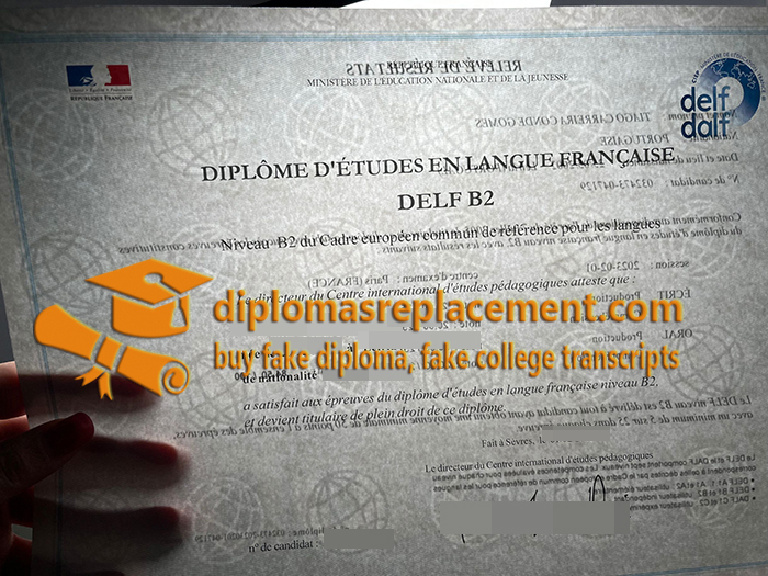 DELF B2 Certificate with watermark