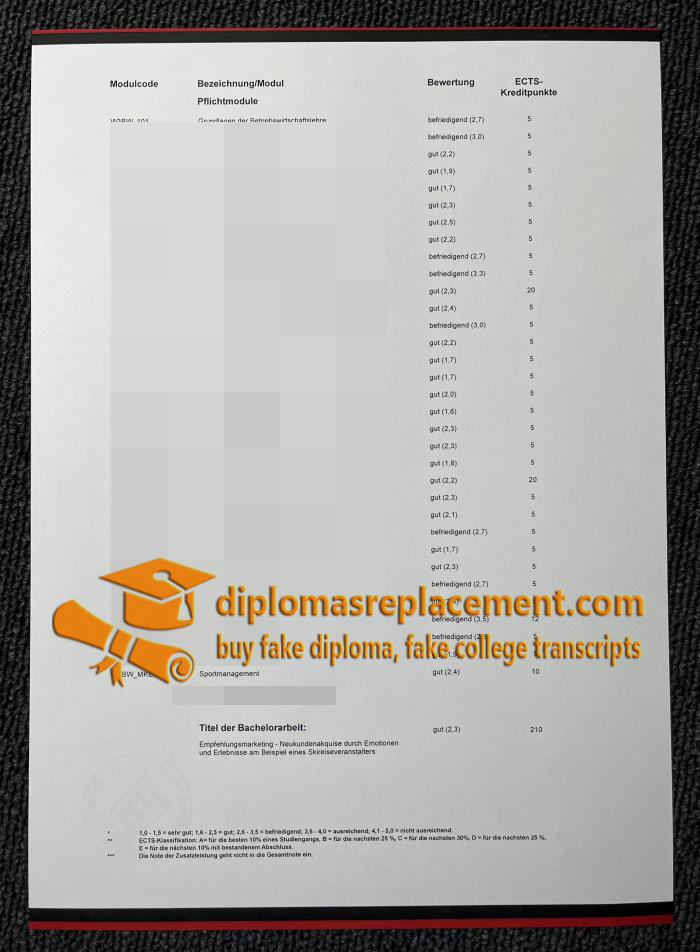 Duale Hochschule Baden-Württemberg Zeugnis