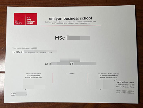 Emlyon Business School diploma replacement