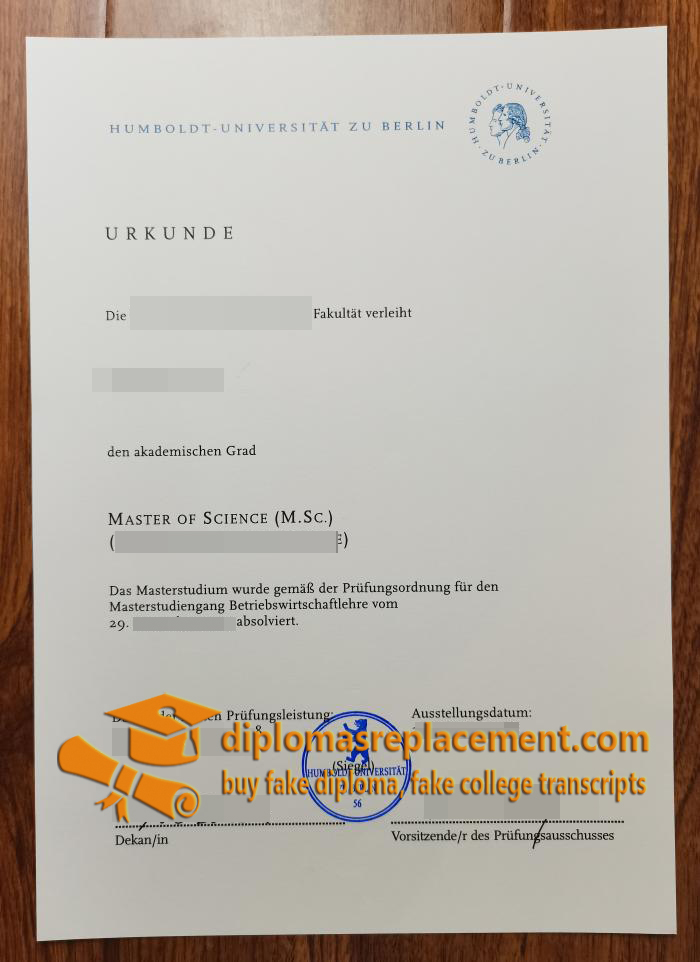 Humboldt-Universität zu Berlin Urkunde