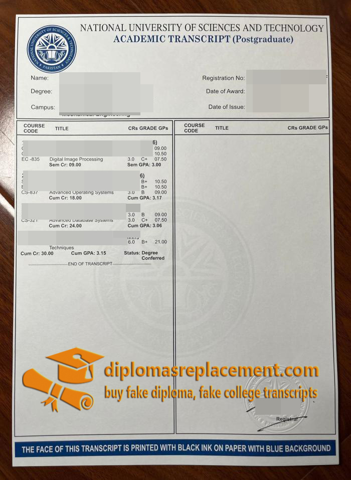 NUST transcript