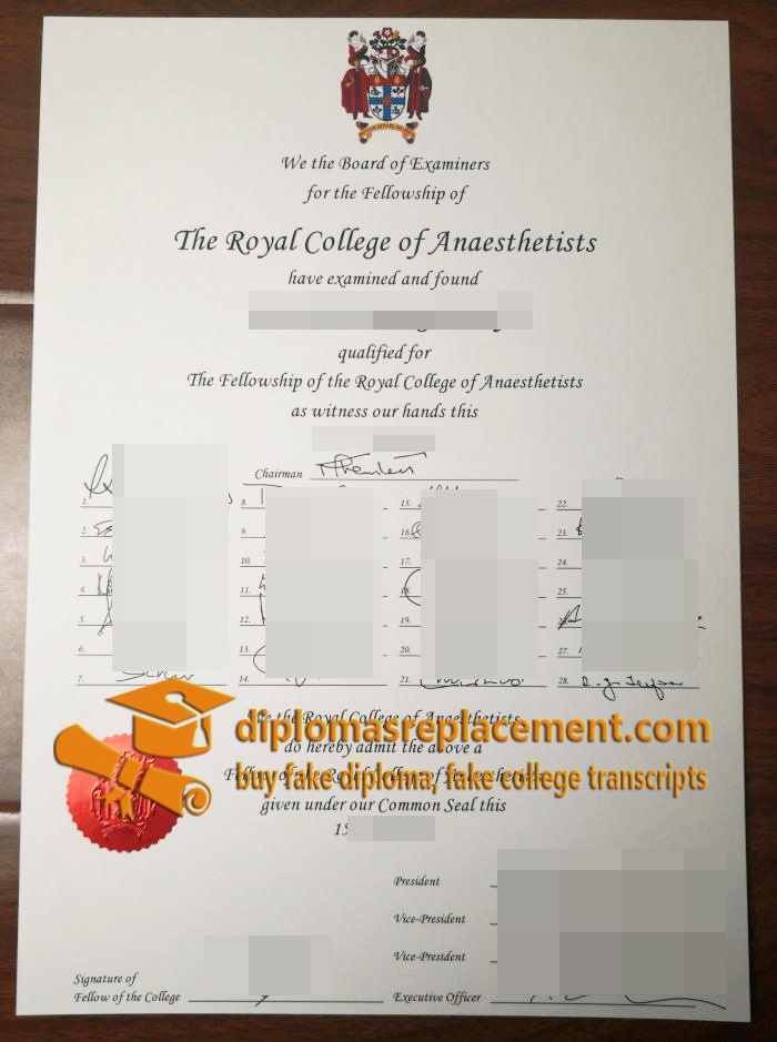 Royal College of Anaesthetists Certificate