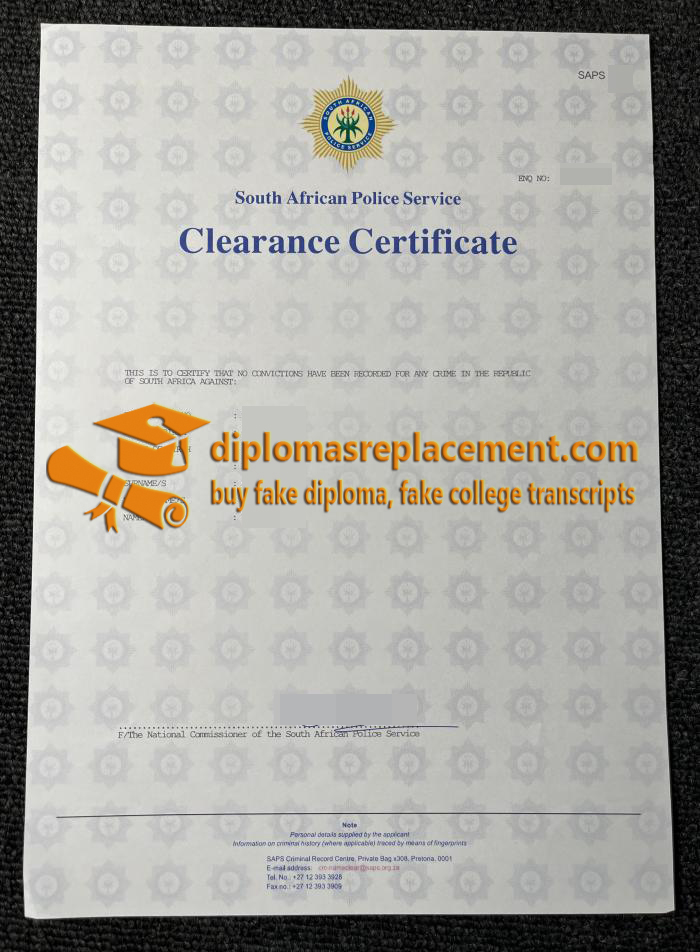 SAPS Clearance Certificate