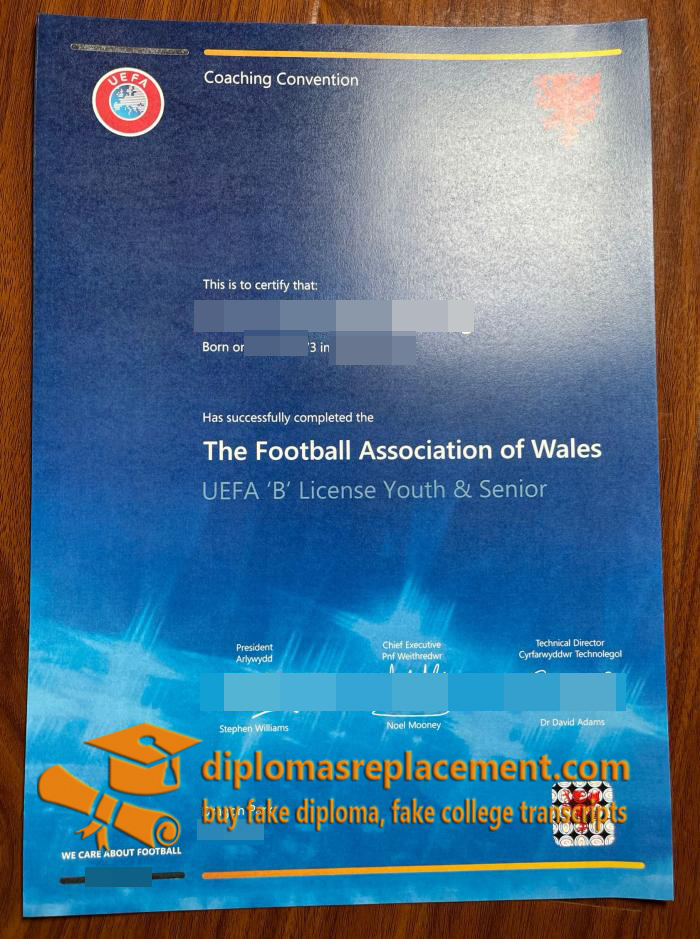 UEFA coaching licences certificate