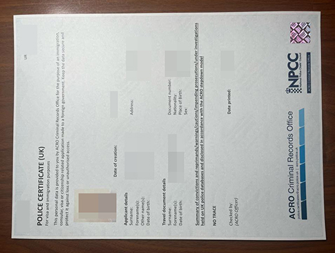 UK Police Certificate replacement