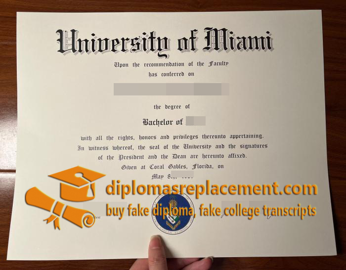 University of Miami diploma