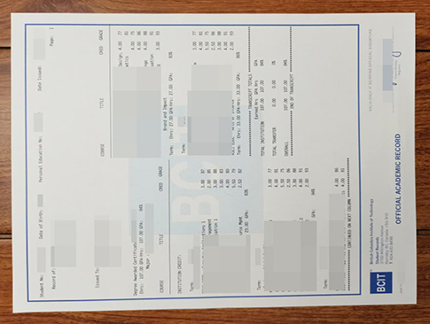 British Columbia Institute of Technology transcript replacement