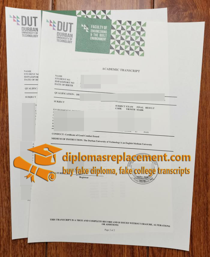 Durban University of Technology transcript