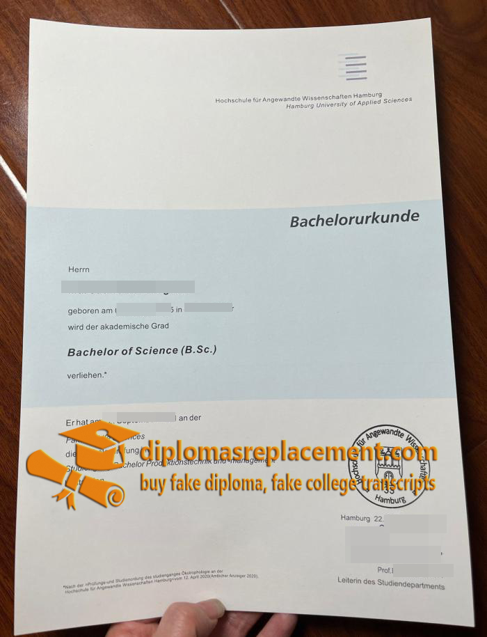 Hochschule für Angewandte Wissenschaften Hamburg Urkunde