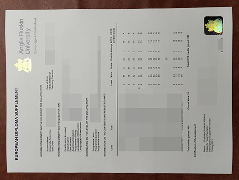 Anglia Ruskin University diploma supplement replacement