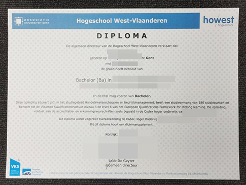 Hogeschool West-Vlaanderen diploma replacement