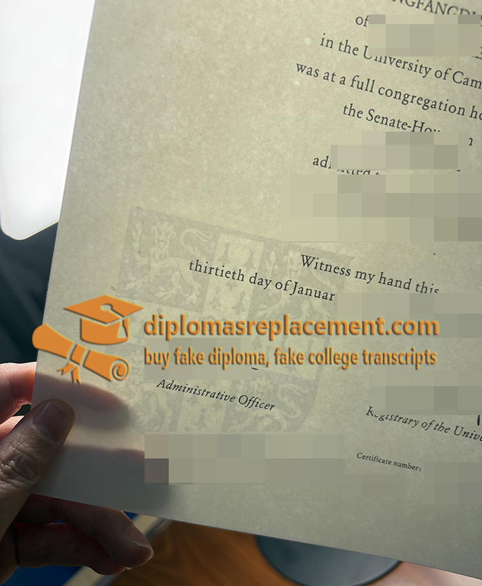 University of Cambridge diploma with watermark