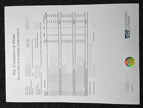 University of Derby academic transcript replacement
