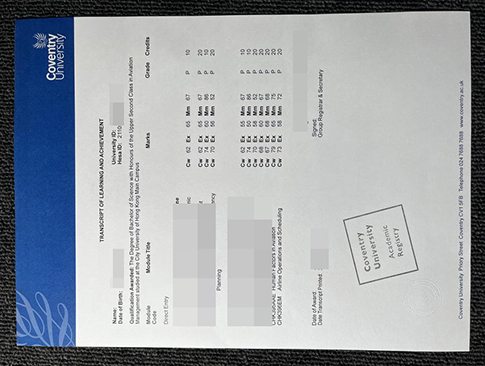 Coventry University transcript replacement