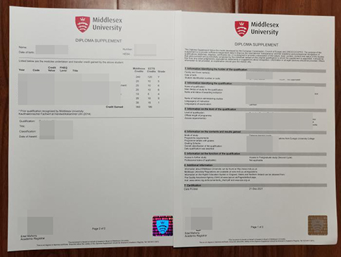 Middlesex University diploma supplement replacement