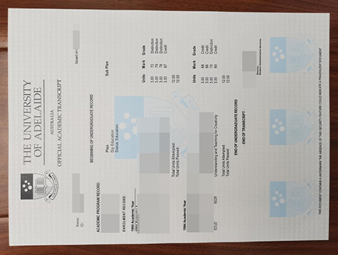 University of Adelaide transcript replacement