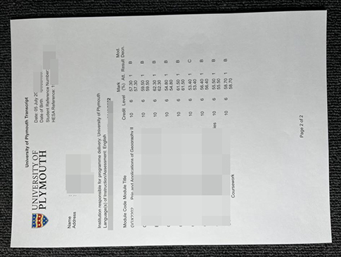 University of Plymouth transcript replacement