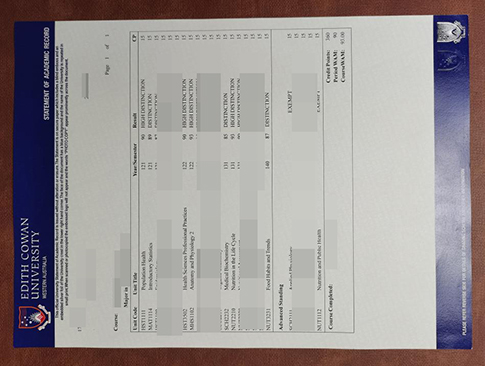 Edith Cowan University academic transcript replacement