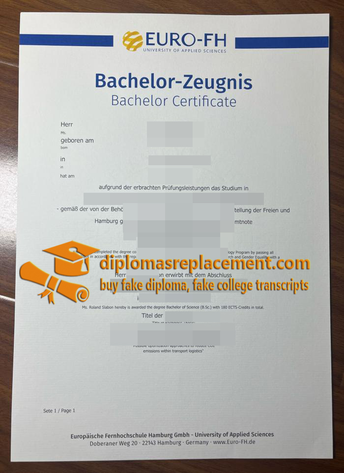 Europäische Fernhochschule Hamburg Zeugnis