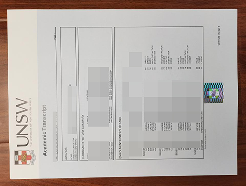 University of New South Wales transcript replacement