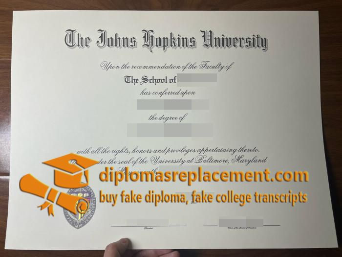 Johns Hopkins University diploma