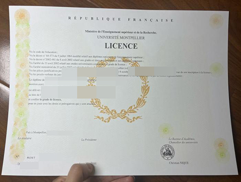 Universit é de Montpellier diploma replacement
