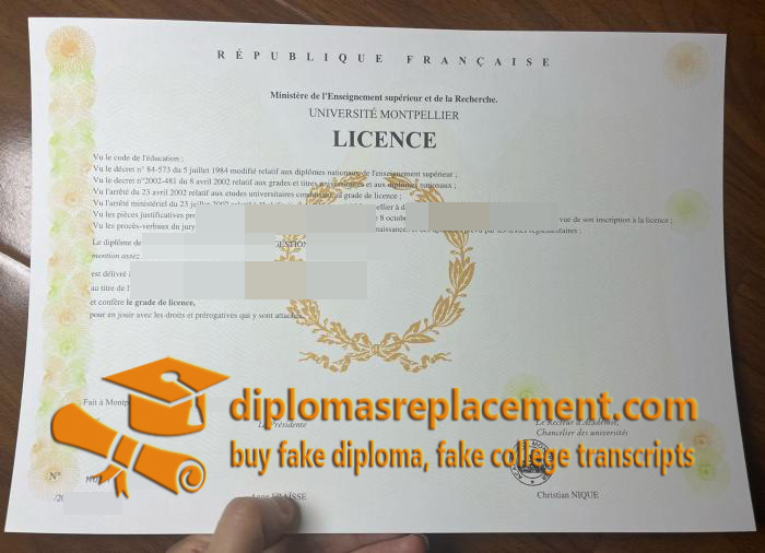 Universit é de Montpellier diploma