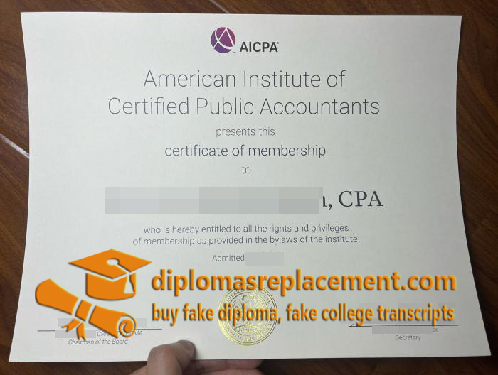 AICPA membership certificate