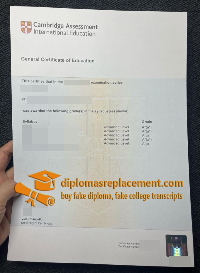 Cambridge GCE A Level Certificate