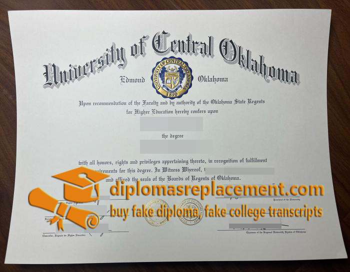 University of Central Oklahoma diploma