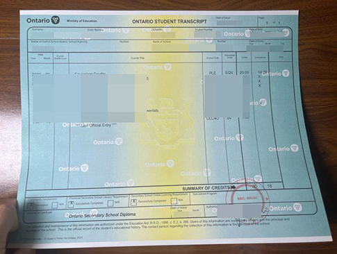 Ontario Student transcript-1