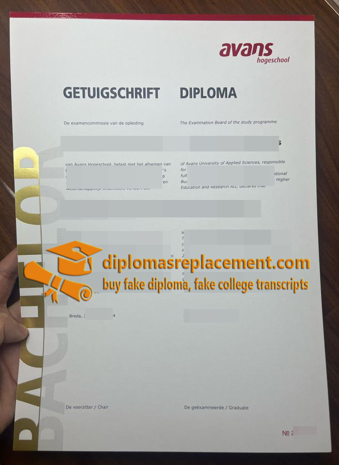 Avans Hogeschool Getuigschrift