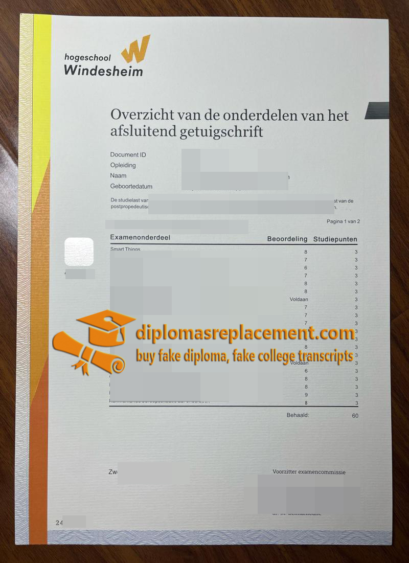 Hogeschool Windesheim Cijferlijst