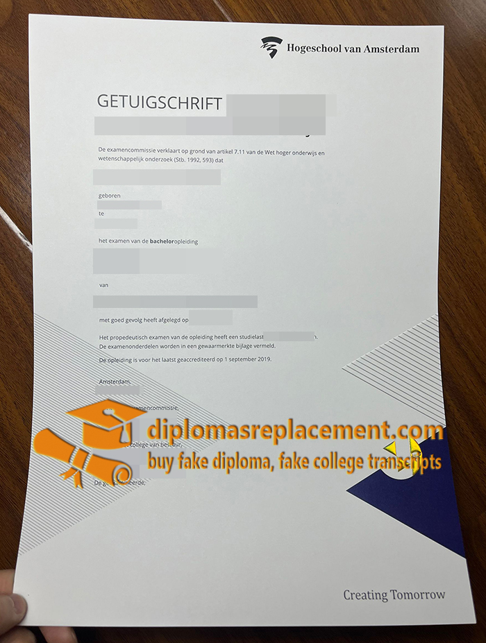 Hogeschool van Amsterdam diploma