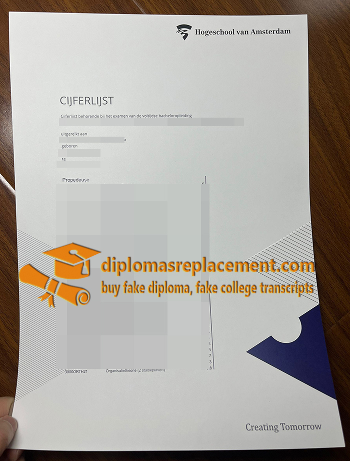 Hogeschool van Amsterdam transcript