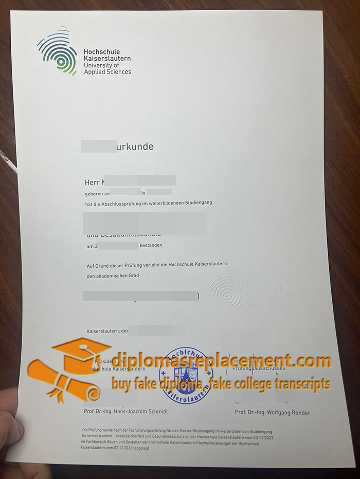 ‌Hochschule Kaiserslautern Urkunde